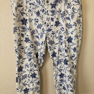 J. Jill Blue and White Cropped Jeans